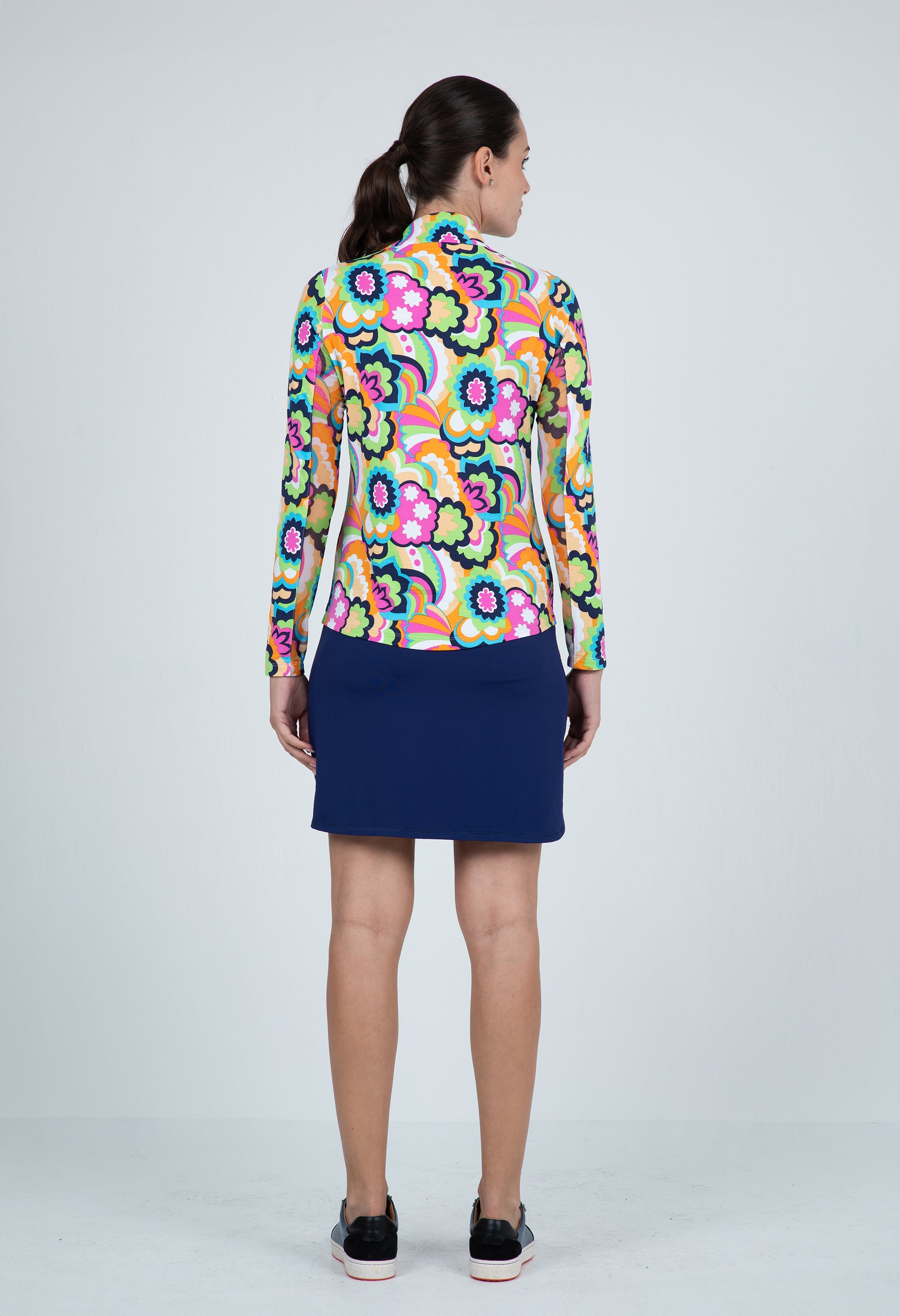 Yolanda Print Long Sleeve Mock Neck Top ¨C 10873