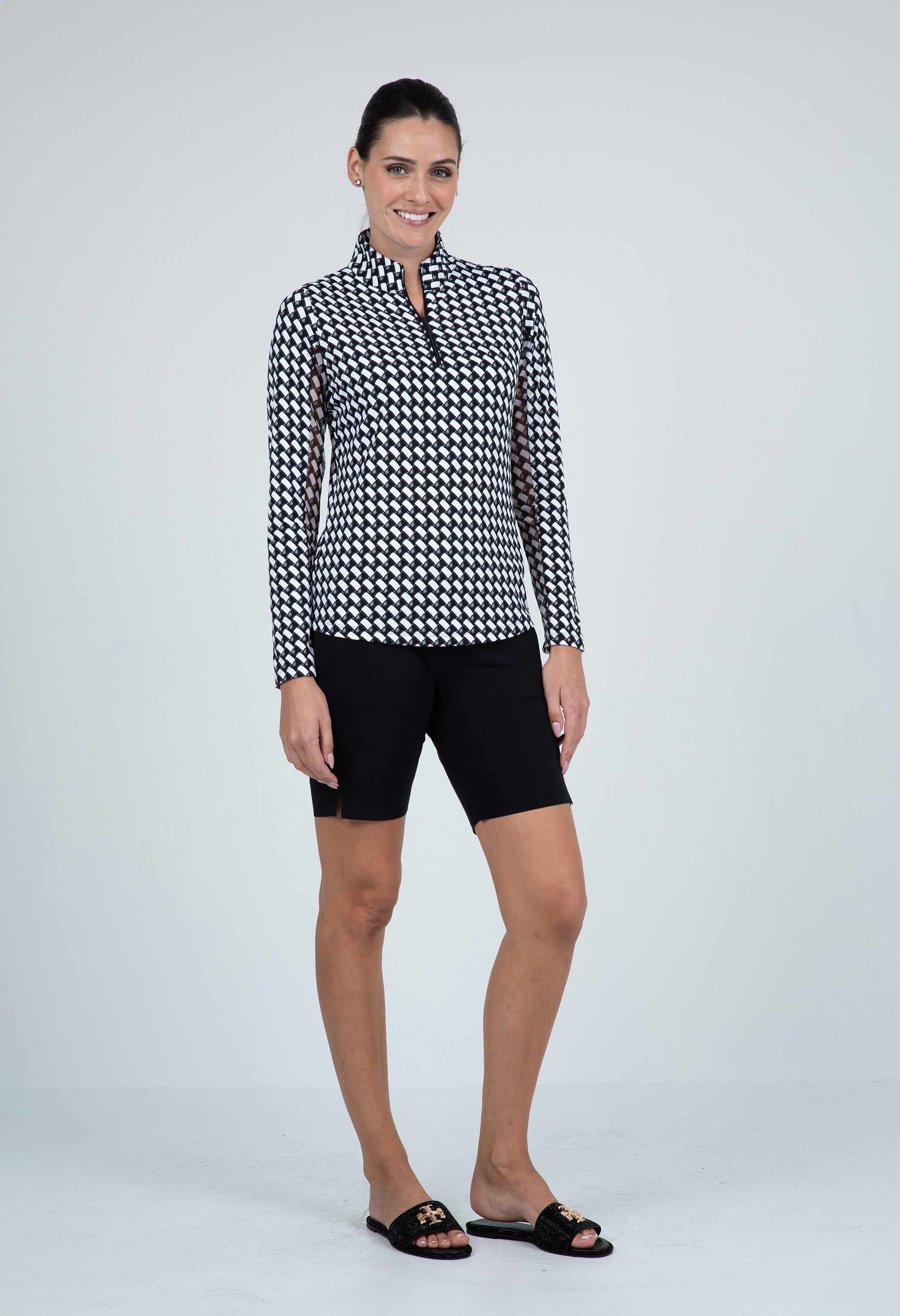 Brooke Print Long Sleeve Mock Neck Top ¨C 10875