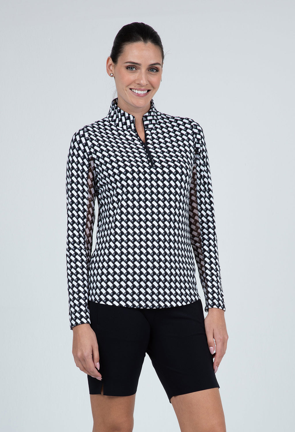 Brooke Print Long Sleeve Mock Neck Top ¨C 10875