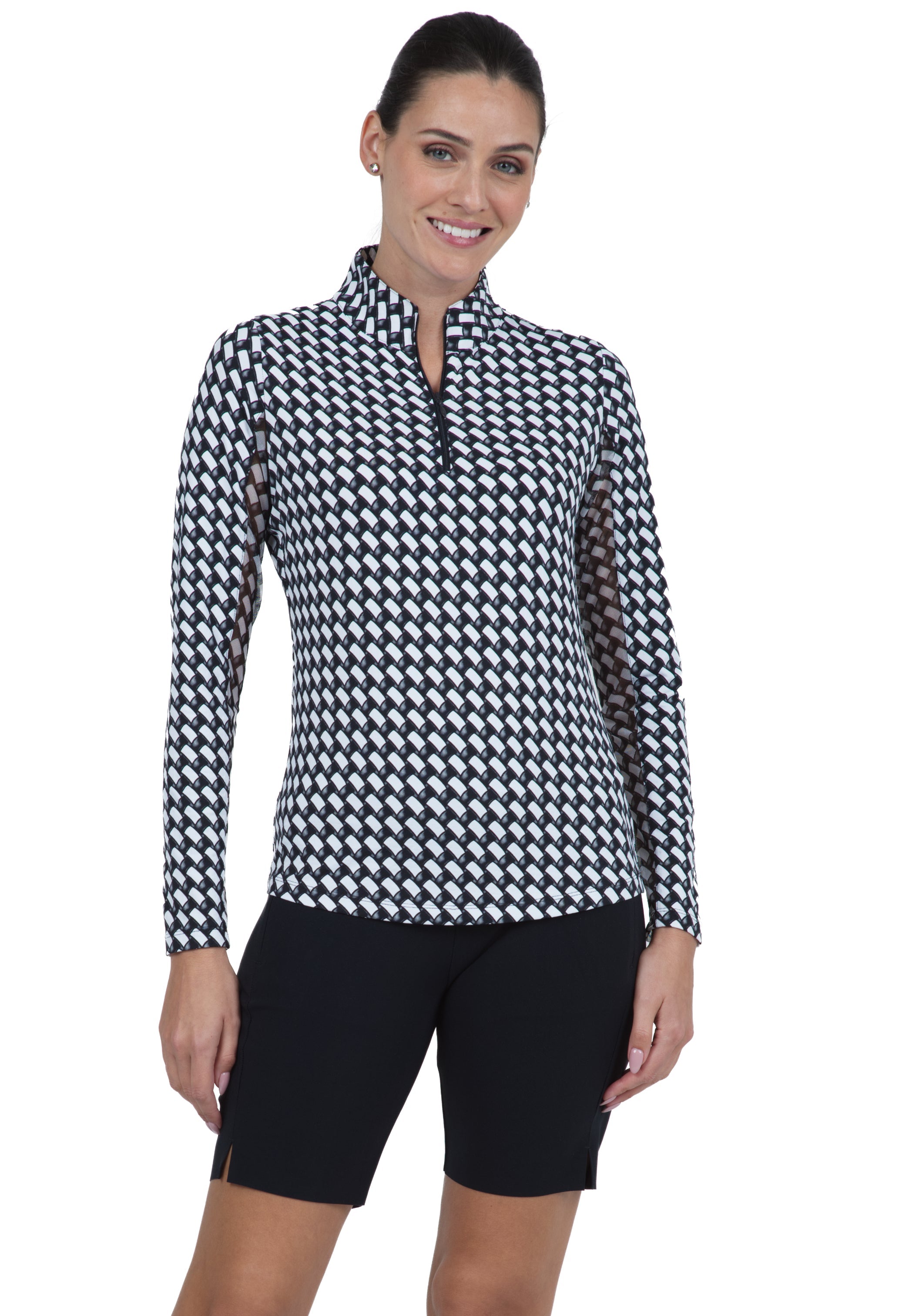 Brooke Print Long Sleeve Mock Neck Top ¨C 10875