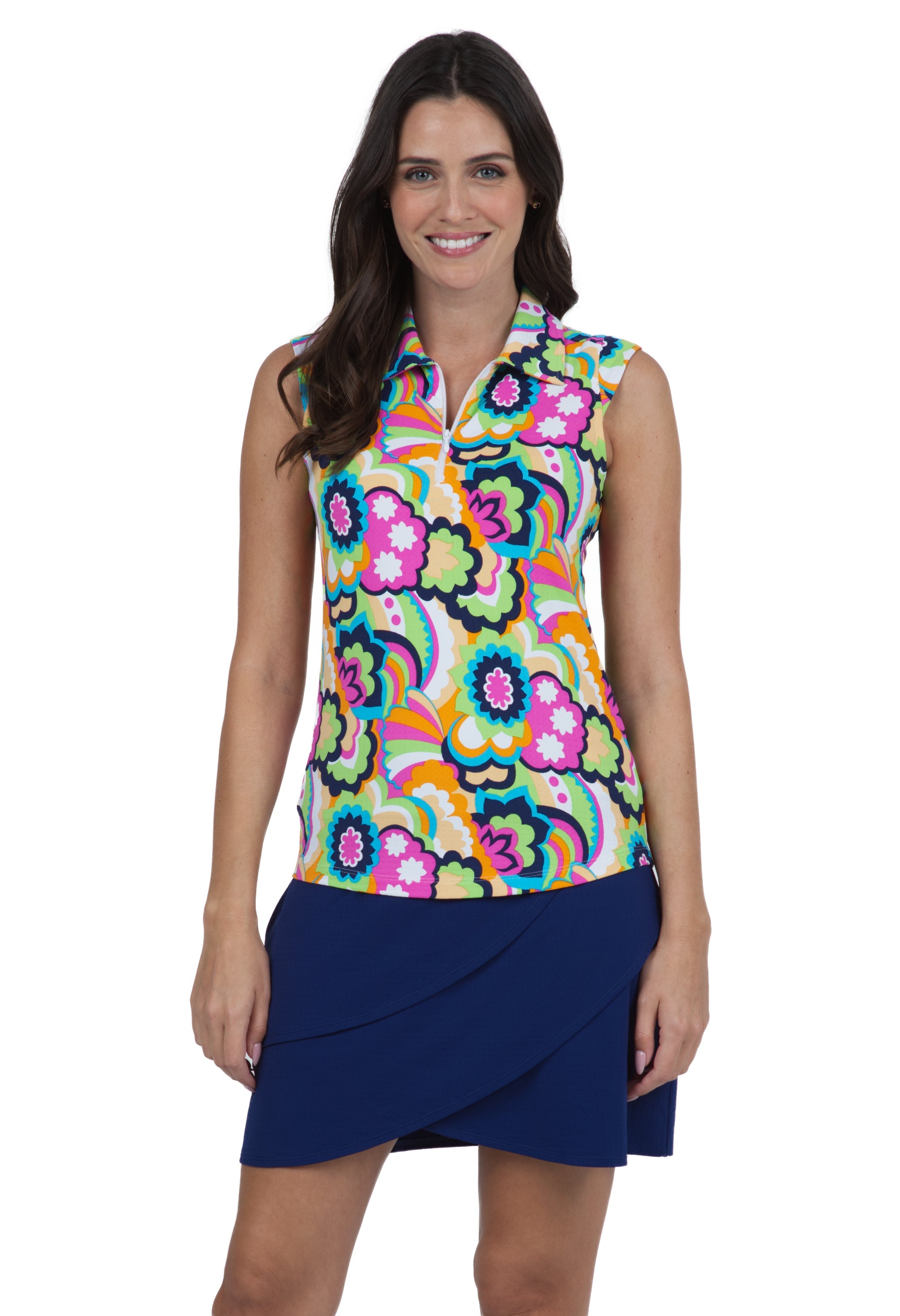 Yolanda Print Sleeveless Polo ¨C 14873